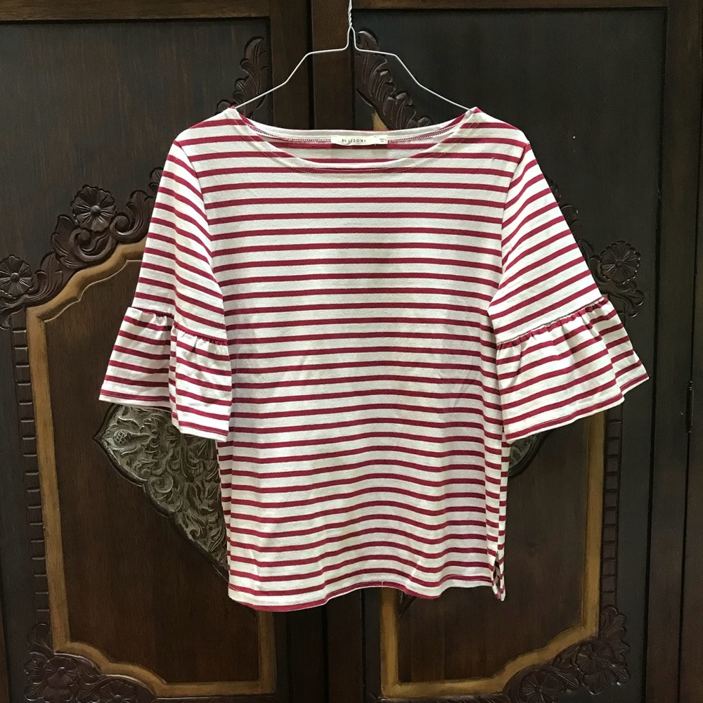 Ellison Red Stripe Bell Sleeve Top